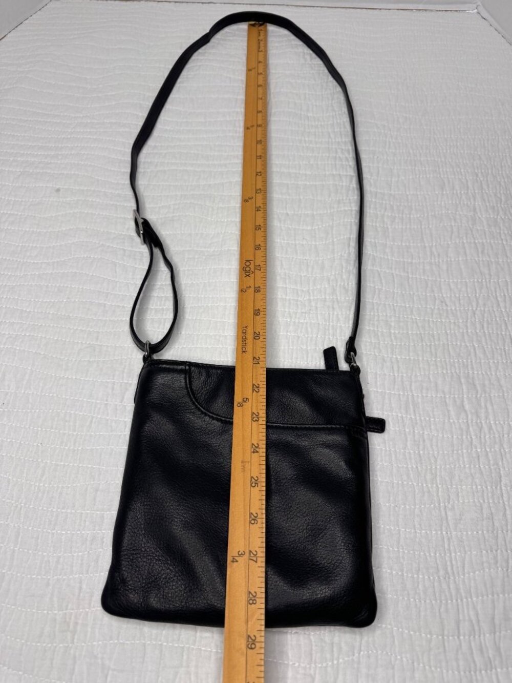 Margot New York Black Pebbled Leather Zip Hipster Crossbody Bag Purse - Picture 11 of 11